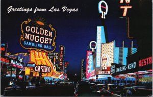 Golden Nugget Gambling Hall Fremont St Las Vegas Nevada Vintage Postcard C214