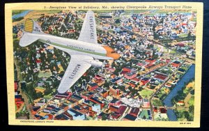 Vintage Postcard 1946 Chesapeake Airways, (Piedmont Air) Salisbury, Maryland MD