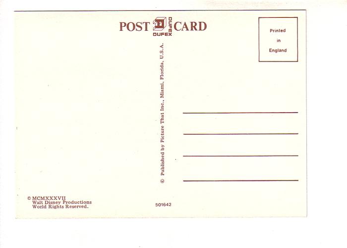 Snow White, Seven Dwarfs, Silver Foil Disney Cartoon Postcard, Dufex