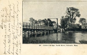 Postcard Antique View of Little's Bridge,North River, Scituate, MA.  K2