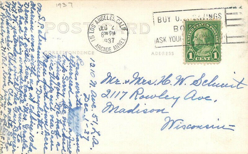California Mt. Wilson Angeles Crest Highway 1937 RPPC Photo Postcard 22-10467