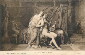 Fine art postcard painting Louvre David Paris and Helene