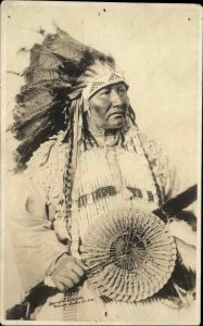 Native American Indian Chief? Holding ??? Gowen Sutton Canada RPPC c1920