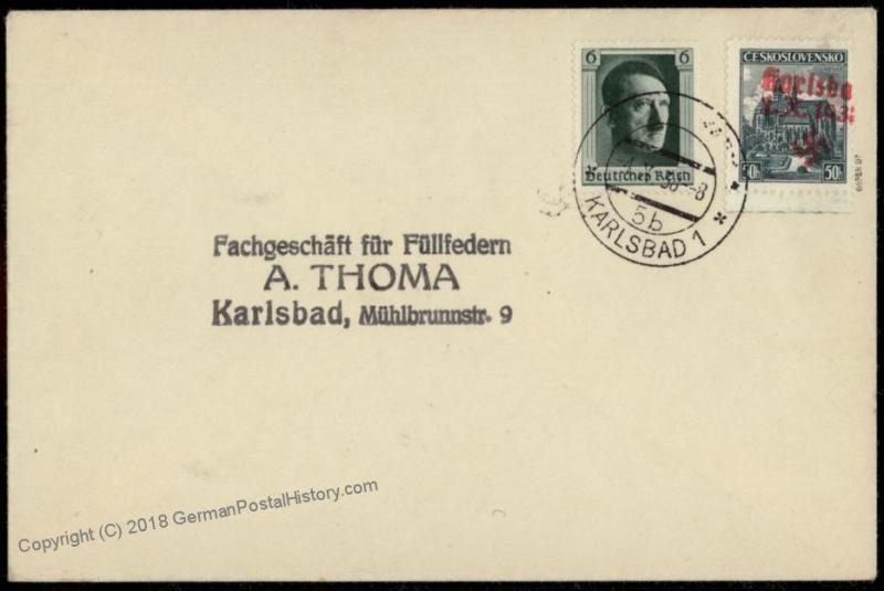 3rd Reich Sudetenland Karlsbad Expertized Mi 63 Kaschau Kosice Cover 56297