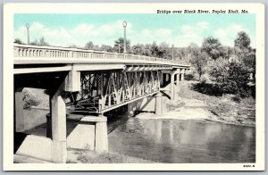 Vtg Poplar Bluff Missouri MO Bridge Over Black River 1930s Linen View Postcard