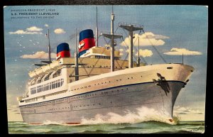 Vintage Postcard 1940'S The S.S. President Cleveland, American President Lines.