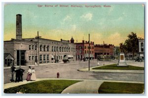 1912 Gar Barns of Street Railway Springfield Massachusetts MA Antique Postcard