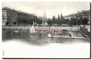 Switzerland - Geneva - Geneva - Place des Alpes - boat - Old Postcard