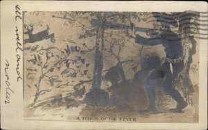 Homemade Comic Drawn Made Into HUNTING Beaver River NY Cancel RPPC