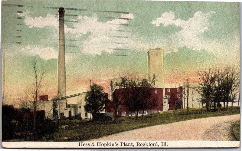  Hess and Hopkins Plant, Rockford Illinois c1911 Vintage Postcard L20