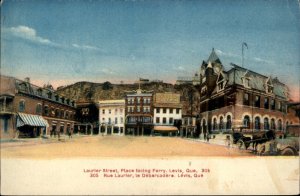 Levis Quebec Laurier Street Shops Across from Ferry c1900-20s Vintage Postcard