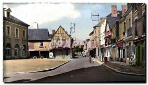 Postcard Modern Guerche of Brittany Square and Basilica Rue Notre Dame