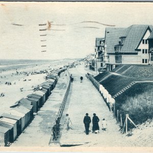 c1947 Le Coq s/Mer Belgium Postcard Den Haan aan Zee Beach Swim Villas Einstein
