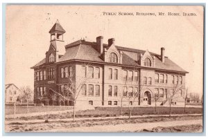 1909 Public School Building Campus Tower Dirt Road Mt. Home Idaho ID Postcard