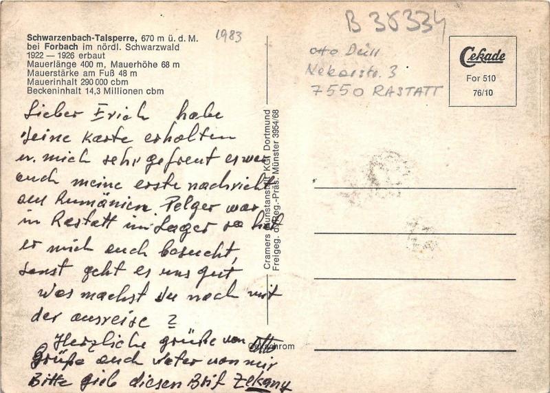 B35334 Schwarzenbach Talsperre Forbach  germany