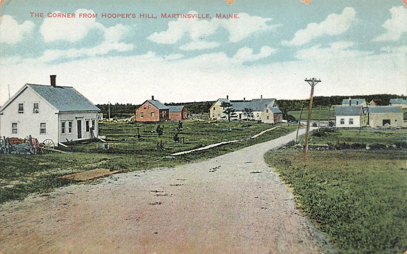 Martinsville ME The Corner From Hooper's Hill Houses Postcard