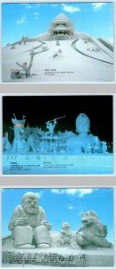 3 4 x 6 Postcards SAPPORO SNOW FESTIVAL, JAPAN 1980 King Kong, Saiyuki etc