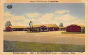Amarillo Texas 1940-50s Linen Postcard Brocho Lodge Motel Roadside ROUTE 66