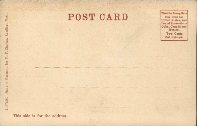 Reading Massachusetts MA High School Church Common c1900s-20s Postcard