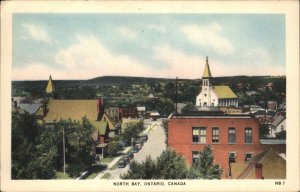 North Bay Ontario Bird's Eye View Vintage Postcard