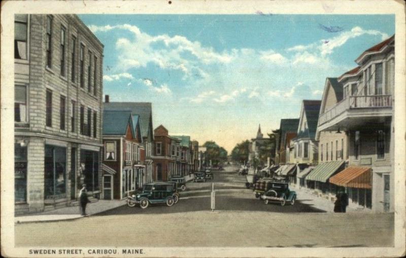 Caribou ME Sweden Street c1920 Postcard