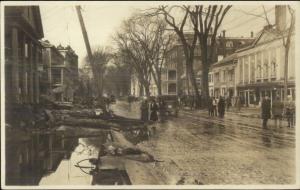 Montpelier VT 1927 Flood Street Scene CRISP IMAGE Real Photo Postcard