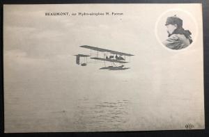 Mint France Postcard RPPC Early Aviation Hydroplane H Farman Beaumont Pilot