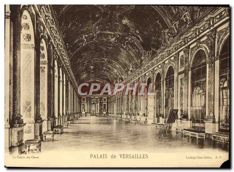 Postcard Old Large Format Versailles Palace The Hall of Mirrors 28 * 21 cm