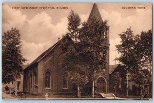 Bozeman Montana MT Postcard First Methodist Episcopal Church Exterior Scene