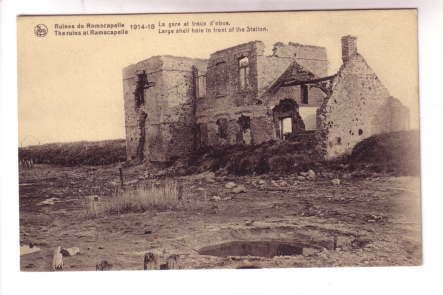 WWI Ruins, Shell Hole, Station Ramscapelle Belgium