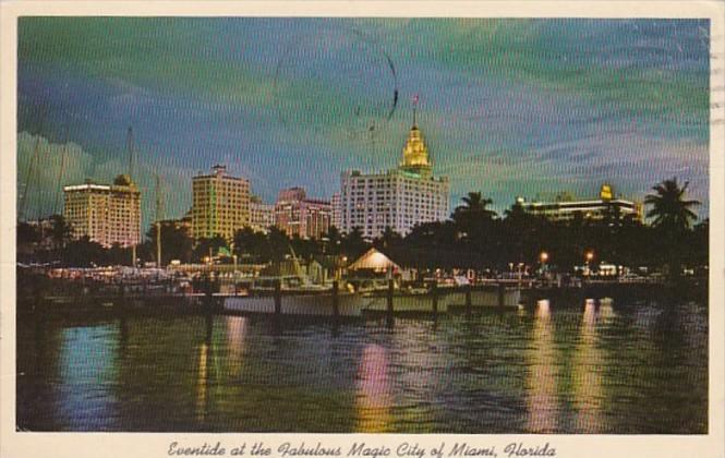 Florida Miami Skyline At Night 1963