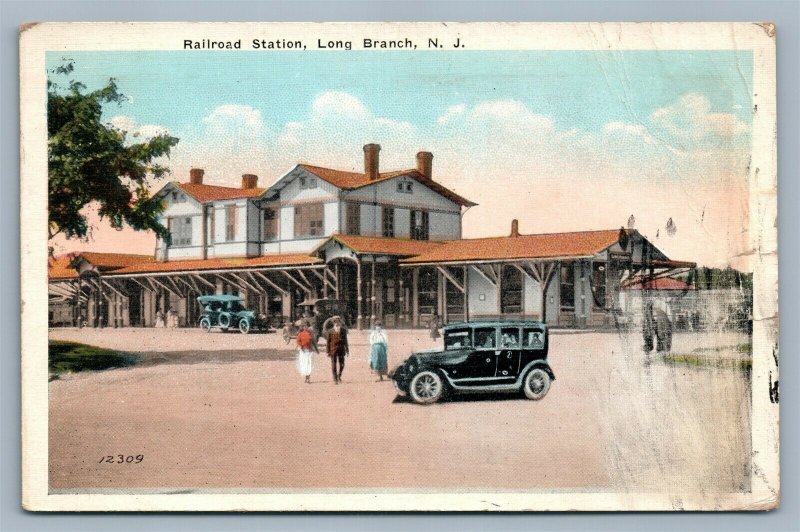 LONG BRANCH NJ RAILROAD STATION RAILWAY DEPOT ANTIQUE POSTCARD