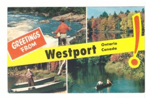 Greetings From Westport, Ontario Vintage 1963 Chrome Multiview Postcard