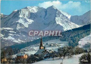 Postcard Modern Combloux (Haute Savoie) 1000 m Alt Winter Sports The Church f...