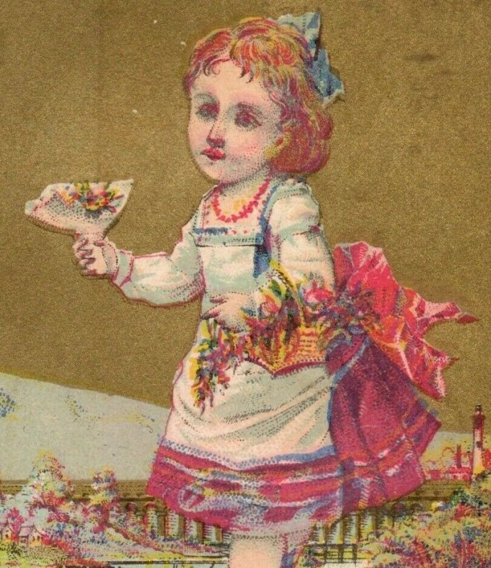 1870's W.H Shuster's Confectionery & Dining Saloon Candy Maker Cute Girl P166