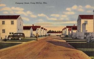 Camp McCoy Wisconsin Company Street Scene Linen Antique Postcard K20432