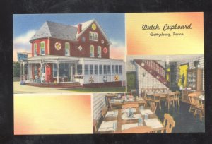 GETTYSBURG PENNSYLVANIA PA DUTCH CUPBOARD RESTAURANT INTERIOR OLD POSTCARD