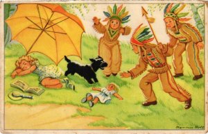 CPA AK Boys Playing Native American - Signo: Holt CHILDREN (1293452)