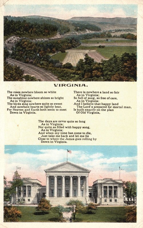 Vintage Postcard 1949 Greenfield Railway Mountains Court House Virginia