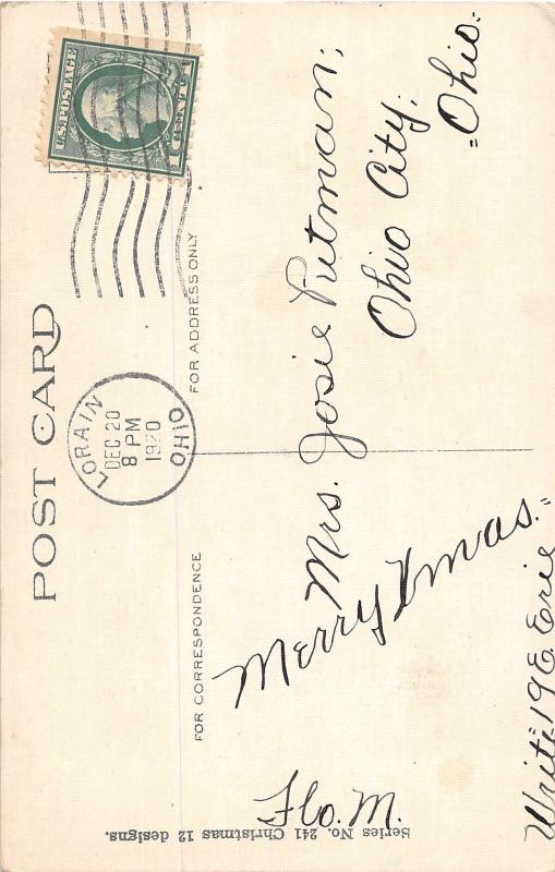 F24/ Santa Claus Merry Christmas Postcard c1934 Holly 15