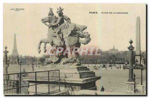 Old Postcard Paris Place de la Concorde Eiffel Tower