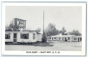 c1950's Kiva Kort Restaurant Cottages Roadside Entrance Tucumcari NM Postcard