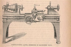 1876 Screw-Cutting Lathe Engraving Victorian Original Print 2V1-41