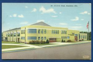Anniston Alabama al USO Club old linen postcard