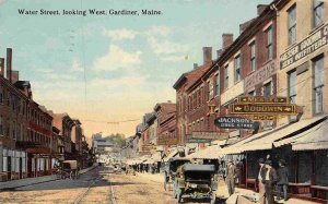 Water Street Looking West Drug Store Gardiner Maine 1912 postcard