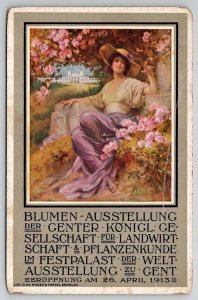 Victorian Woman Flower Exposition Postcard G28