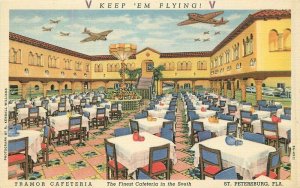 Interior Tramor Cafeteria St Petersburg Florida Teich linen Postcard 20-14337