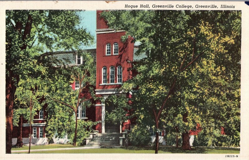 VINTAGE POSTCARD HOGUE HALL GREENVILLE COLLEGE GREENVILLE ILLIONOIS