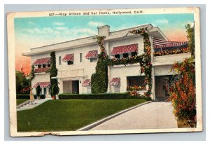 Vintage 1920's Postcard - May Allison Home Hollywood California