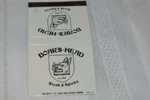 Boar's Head Steak and Spirits 30 Strike Matchbook Cover